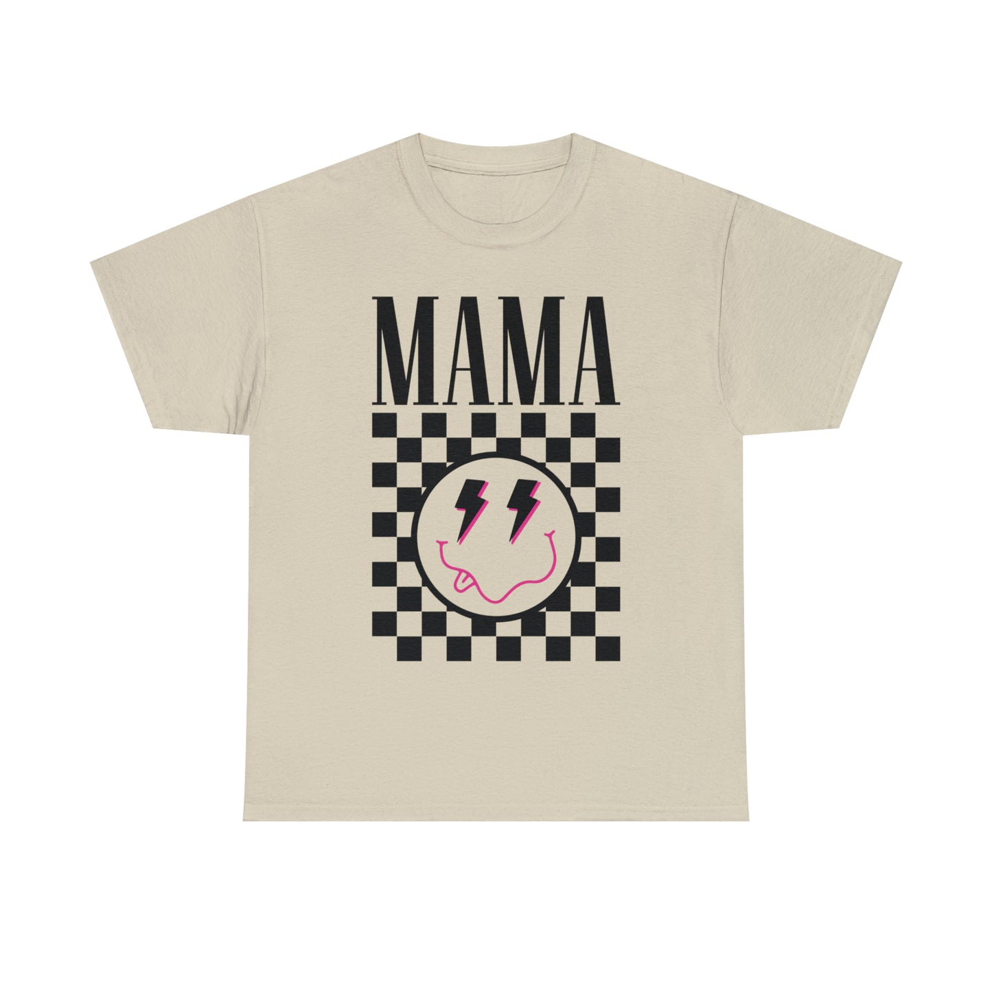 Mama Lighting Bolt Pink Smile Face (front) - Unisex T-shirt