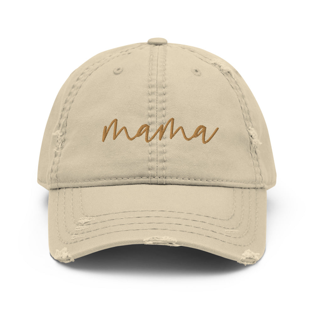 AMILLIARDI Distressed Mama Hat - Khaki | Fashionable Dad Hat | Embroidered Detail